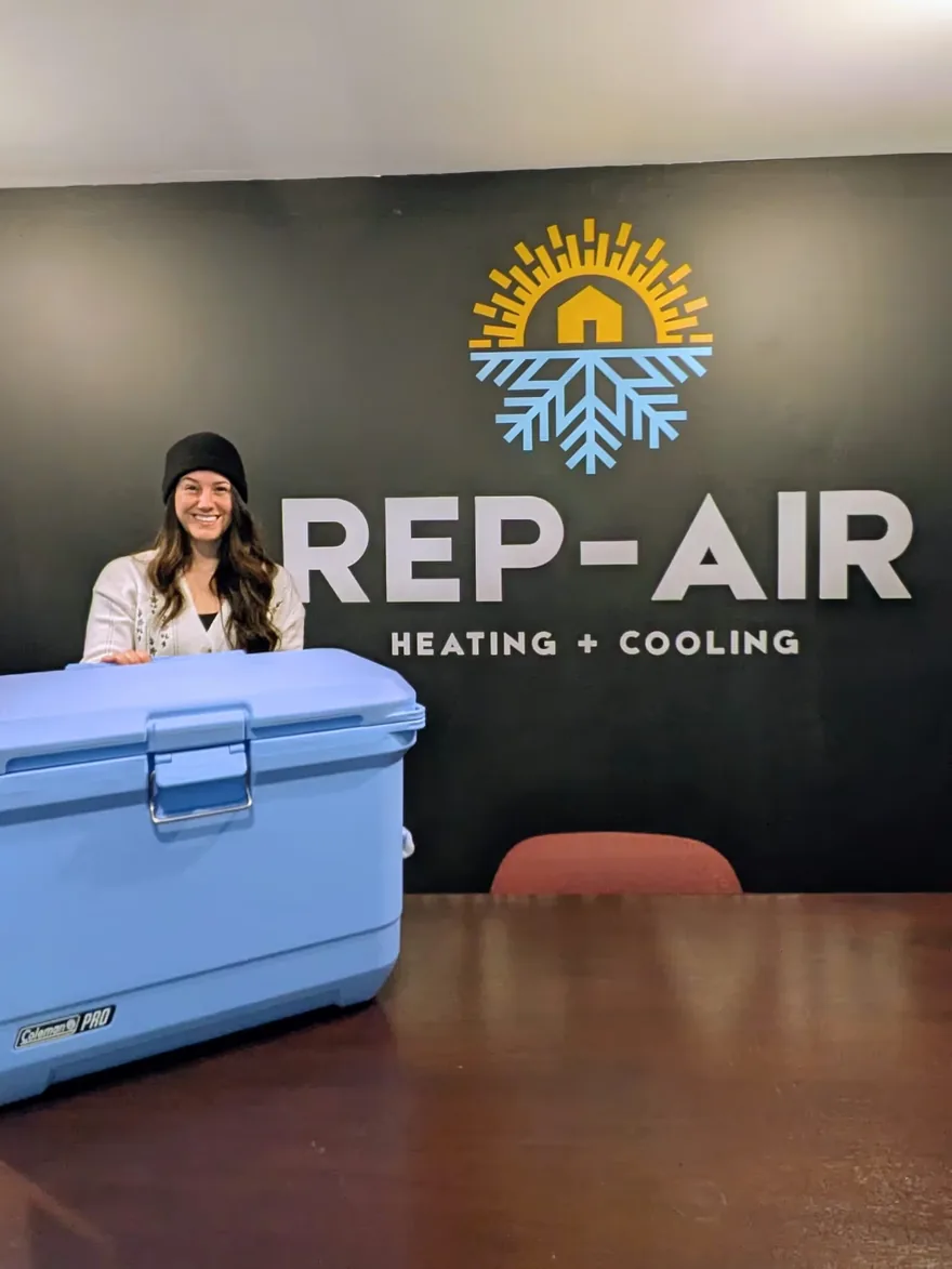 A Fraser Valley homeowner with their personalised Rep-Air welcome gift, photo 12