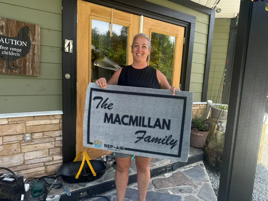 A Fraser Valley homeowner with their personalised Rep-Air welcome gift, photo 29