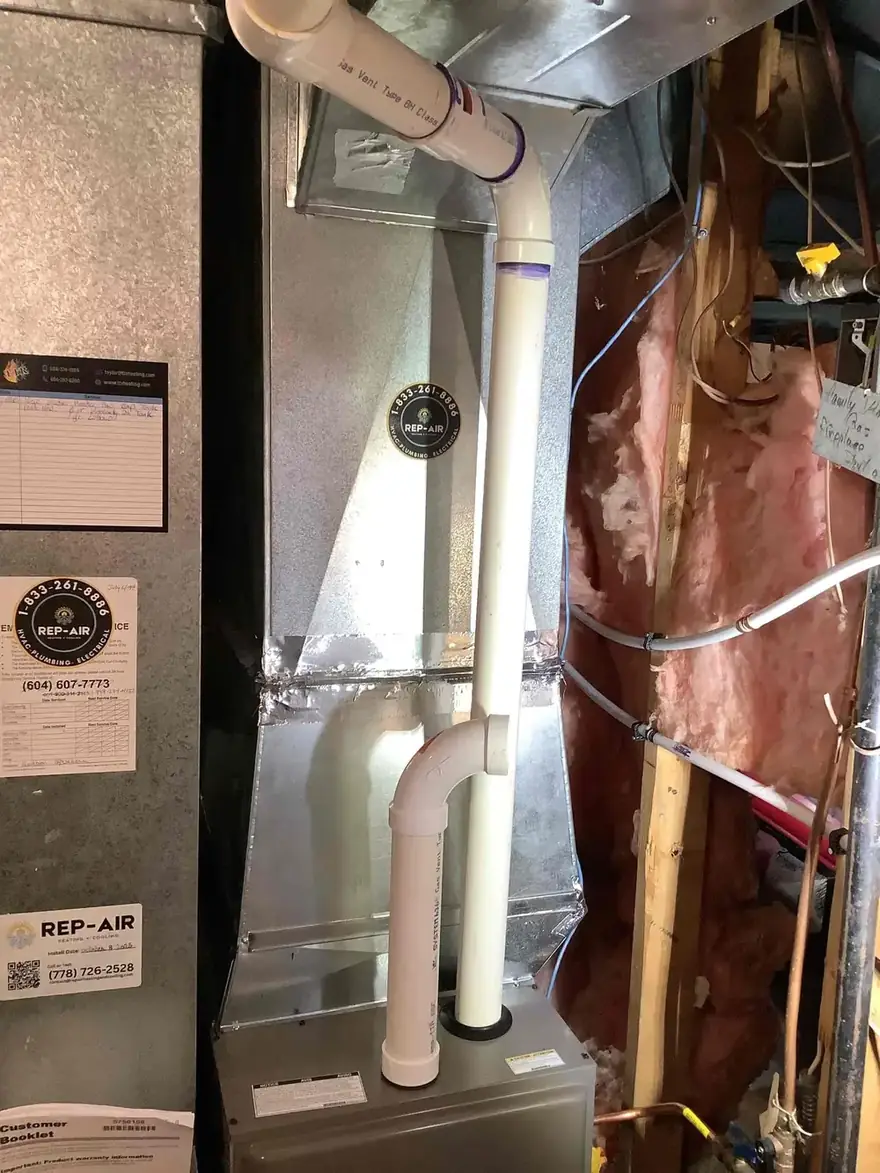 Gas furnace venting and ductwork with service tags