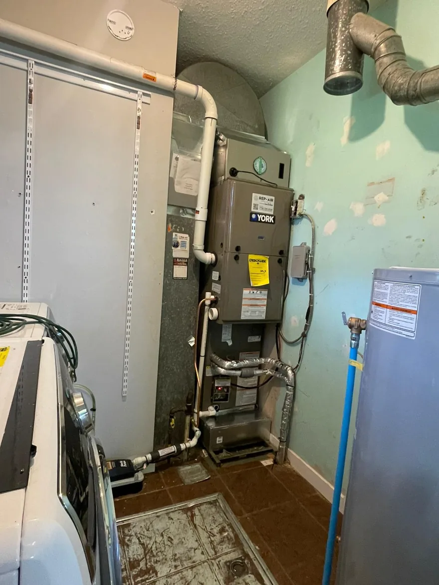 York gas furnace and venting in a laundry room